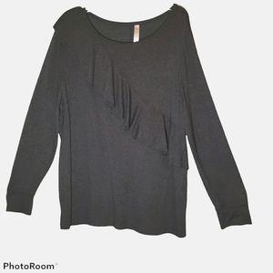 Sleep by Cacique women's large gray asymmetric ruffle sweater. 201
